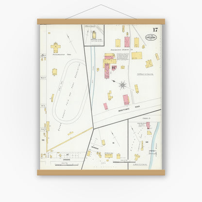 Old map wall art mockup — magnetic wood frame on white wall — Sanborn Fire Insurance Map from Green Bay, Brown County, Wisconsin (1900), Sheet #0017