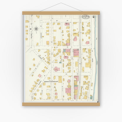 Old map wall art mockup — magnetic wood frame on white wall — Sanborn Fire Insurance Map from Emlenton, Venango County, Pennsylvania (1904), Sheet #0002