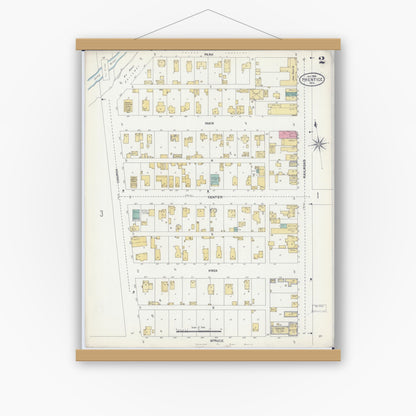 Old map wall art mockup — magnetic wood frame on white wall — Sanborn Fire Insurance Map from Prentice, Price County, Wisconsin (1906), Sheet #0002