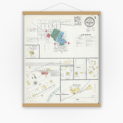 Old map wall art mockup — magnetic wood frame on white wall — Sanborn Fire Insurance Map from Ash Grove, Greene County, Missouri (1902) - Complete Map Set