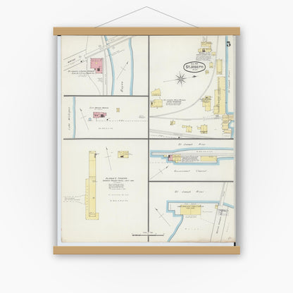 Old map wall art mockup — magnetic wood frame on white wall — Sanborn Fire Insurance Map from Saint Joseph, Berrien County, Michigan (1892), Sheet #0005