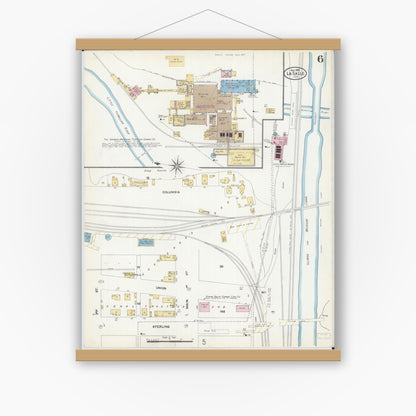 Old map wall art mockup — magnetic wood frame on white wall — Sanborn Fire Insurance Map from La Salle, La Salle County, Illinois (1906), Sheet #0006