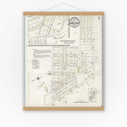 Old map wall art mockup — magnetic wood frame on white wall — Sanborn Fire Insurance Map from Carneys Point, Salem County, New Jersey (1916) - Complete Map Set