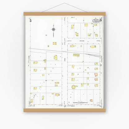 Old map wall art mockup — magnetic wood frame on white wall — Sanborn Fire Insurance Map from Lombard, Du Page County, Illinois (1925), Sheet #0005