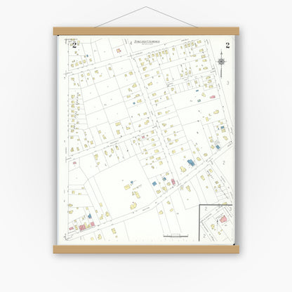 Old map wall art mockup — magnetic wood frame on white wall — Sanborn Fire Insurance Map from Mentor, Lake County, Ohio (1941), Sheet #0002