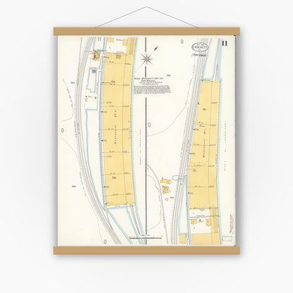 Old map wall art mockup — magnetic wood frame on white wall — Sanborn Fire Insurance Map from Crockett, Contra Costa County, California (1906), Sheet #0011