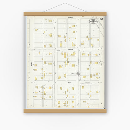 Old map wall art mockup — magnetic wood frame on white wall — Sanborn Fire Insurance Map from Chippewa Falls, Chippewa County, Wisconsin (1903), Sheet #0019