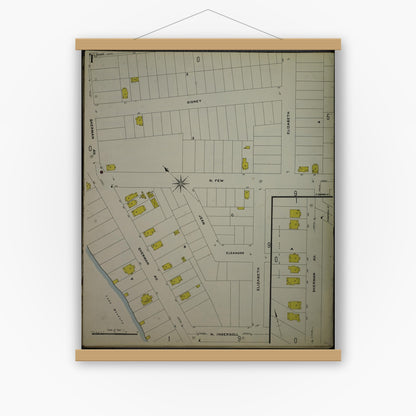 Old map wall art mockup — magnetic wood frame on white wall — Sanborn Fire Insurance Map from Madison, Dane County, Wisconsin (1908) - Complete Map Set