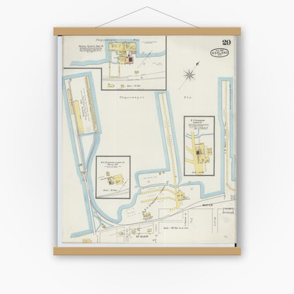Old map wall art mockup — magnetic wood frame on white wall — Sanborn Fire Insurance Map from Ashland, Ashland County, Wisconsin (1895), Sheet #0029