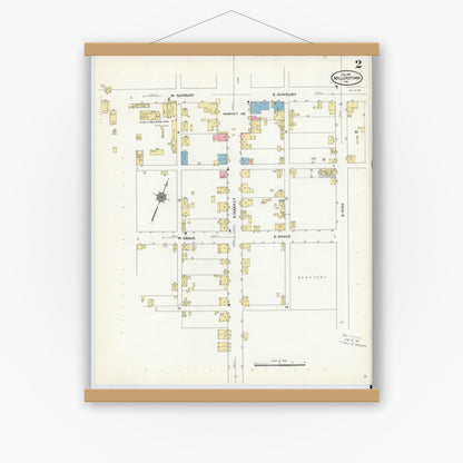 Old map wall art mockup — magnetic wood frame on white wall — Sanborn Fire Insurance Map from Millerstown, Perry County, Pennsylvania (1911), Sheet #0002