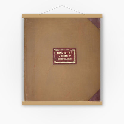Old map wall art mockup — magnetic wood frame on white wall — Sanborn Fire Insurance Map from Yonkers, Westchester County, New York (1950), Sheet #0001