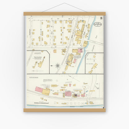 Old map wall art mockup — magnetic wood frame on white wall — Sanborn Fire Insurance Map from Emlenton, Venango County, Pennsylvania (1904), Sheet #0003