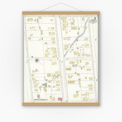 Old map wall art mockup — magnetic wood frame on white wall — Sanborn Fire Insurance Map from Hayward, Alameda County, California (1907), Sheet #0005