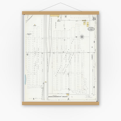 Old map wall art mockup — magnetic wood frame on white wall — Sanborn Fire Insurance Map from Cloquet, Carlton County, Minnesota (1905), Sheet #0011
