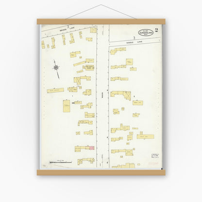Old map wall art mockup — magnetic wood frame on white wall — Sanborn Fire Insurance Map from Sunderland, Franklin County, Massachusetts (1915), Sheet #0002