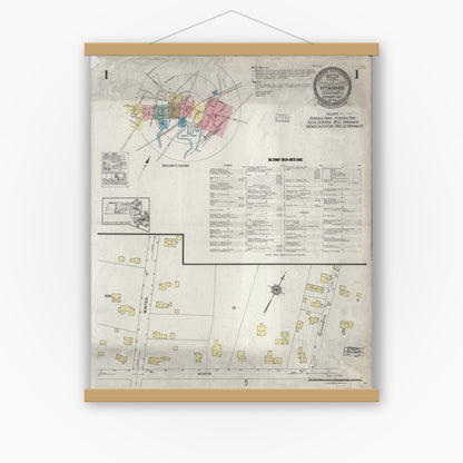 Old map wall art mockup — magnetic wood frame on white wall — Sanborn Fire Insurance Map from Hyannis, Barnstable County, Massachusetts (1924) - Complete Map Set
