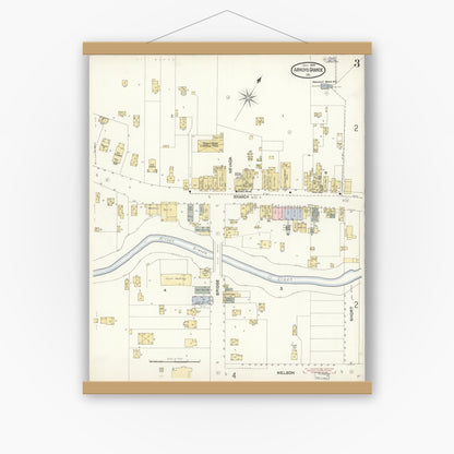 Old map wall art mockup — magnetic wood frame on white wall — Sanborn Fire Insurance Map from Arroyo Grande, San Luis Obispo County, California (1903), Sheet #0003