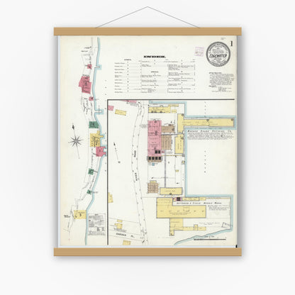 Old map wall art mockup — magnetic wood frame on white wall — Sanborn Fire Insurance Map from Edgewater, Bergen County, New Jersey (1908) - Complete Map Set