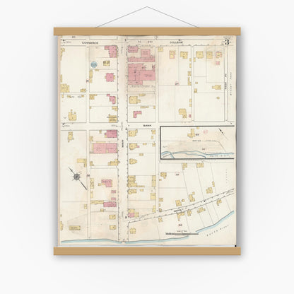 Old map wall art mockup — magnetic wood frame on white wall — Sanborn Fire Insurance Map from Bridgewater, Rockingham County, Virginia (1917), Sheet #0003