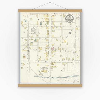 Old map wall art mockup — magnetic wood frame on white wall — Sanborn Fire Insurance Map from Grampian, Clearfield County, Pennsylvania (1910) - Complete Map Set