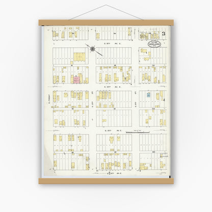 Old map wall art mockup — magnetic wood frame on white wall — Sanborn Fire Insurance Map from Ashland, Ashland County, Wisconsin (1909), Sheet #0003