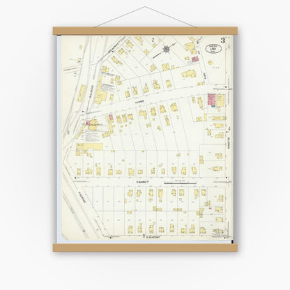 Old map wall art mockup — magnetic wood frame on white wall — Sanborn Fire Insurance Map from Lodi, Medina County, Ohio (1912), Sheet #0003