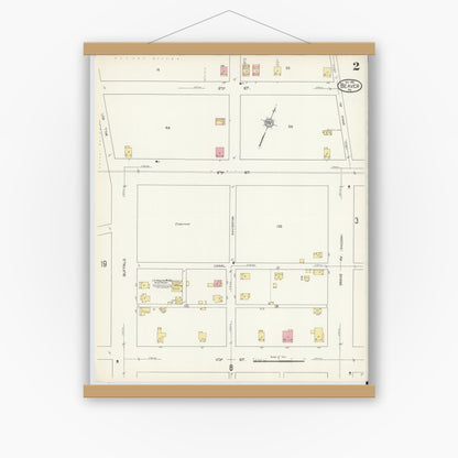Old map wall art mockup — magnetic wood frame on white wall — Sanborn Fire Insurance Map from Beaver, Beaver County, Pennsylvania (1912), Sheet #0002