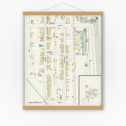 Old map wall art mockup — magnetic wood frame on white wall — Sanborn Fire Insurance Map from Phillipsburg, Warren County, New Jersey (1897) - Complete Map Set