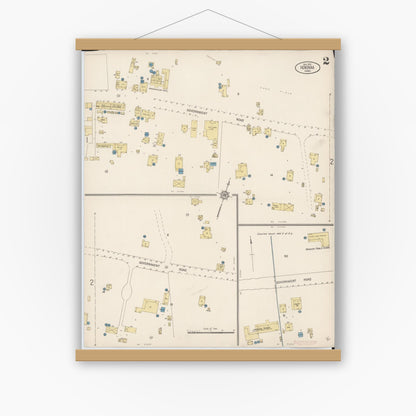 Old map wall art mockup — magnetic wood frame on white wall — Sanborn Fire Insurance Map from Honokaa, Hawaii County, Hawaii (1914), Sheet #0002