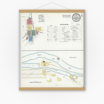 Old map wall art mockup — magnetic wood frame on white wall — Sanborn Fire Insurance Map from Coudersport, Potter County, Pennsylvania (1903) - Complete Map Set