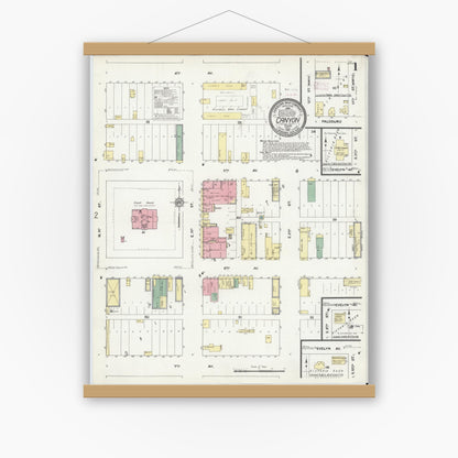 Old map wall art mockup — magnetic wood frame on white wall — Sanborn Fire Insurance Map from Canyon, Randall County, Texas (1910) - Complete Map Set