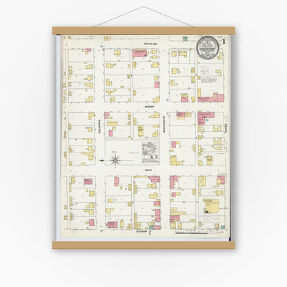 Old map wall art mockup — magnetic wood frame on white wall — Sanborn Fire Insurance Map from Higginsport, Brown County, Ohio (1904) - Complete Map Set