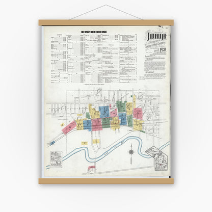Old map wall art mockup — magnetic wood frame on white wall — Sanborn Fire Insurance Map from Ionia, Ionia County, Michigan (1920) - Complete Map Set
