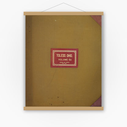 Old map wall art mockup — magnetic wood frame on white wall — Sanborn Fire Insurance Map from Toledo, Lucas County, Ohio (1949), Sheet #0001