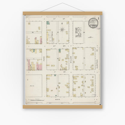 Old map wall art mockup — magnetic wood frame on white wall — Sanborn Fire Insurance Map from Stanberry, Gentry County, Missouri (1886) - Complete Map Set