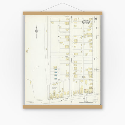 Old map wall art mockup — magnetic wood frame on white wall — Sanborn Fire Insurance Map from Old Forge, Lackawanna County, Pennsylvania (1914), Sheet #0010