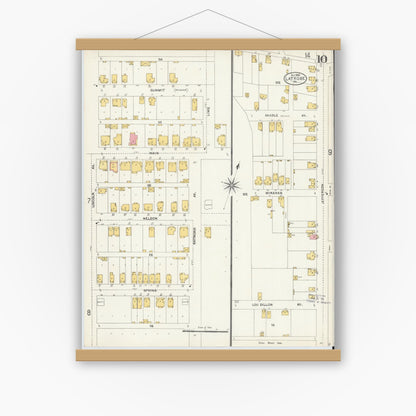 Old map wall art mockup — magnetic wood frame on white wall — Sanborn Fire Insurance Map from Latrobe, Westmoreland County, Pennsylvania (1903), Sheet #0010