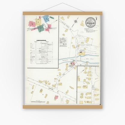 Old map wall art mockup — magnetic wood frame on white wall — Sanborn Fire Insurance Map from Broadalbin, Fulton County, New York (1912), Sheet #0001