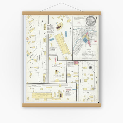 Old map wall art mockup — magnetic wood frame on white wall — Sanborn Fire Insurance Map from Saint Charles, Saginaw County, Michigan (1911) - Complete Map Set