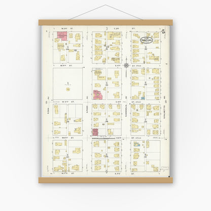 Old map wall art mockup — magnetic wood frame on white wall — Sanborn Fire Insurance Map from Sanford, Seminole County, Florida (1917), Sheet #0005