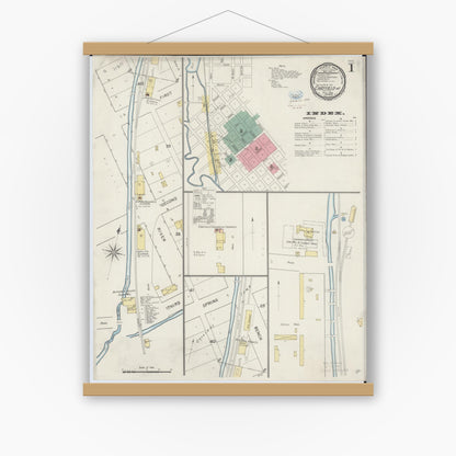 Old map wall art mockup — magnetic wood frame on white wall — Sanborn Fire Insurance Map from Chatfield, Fillmore And Olmsted Counties, Minnesota (1894) - Complete Map Set