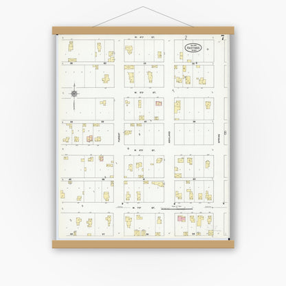 Old map wall art mockup — magnetic wood frame on white wall — Sanborn Fire Insurance Map from Hastings, Dakota County, Minnesota (1910), Sheet #0007