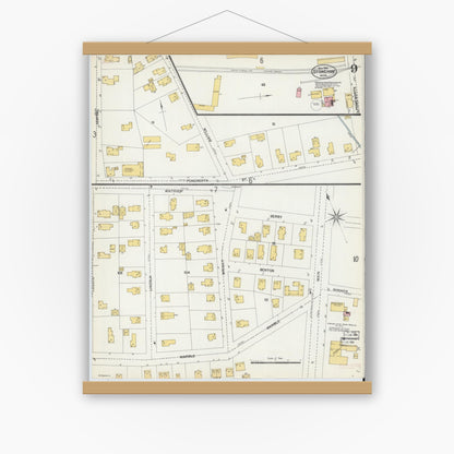 Old map wall art mockup — magnetic wood frame on white wall — Sanborn Fire Insurance Map from Stoneham, Middlesex County, Massachusetts (1903), Sheet #0009