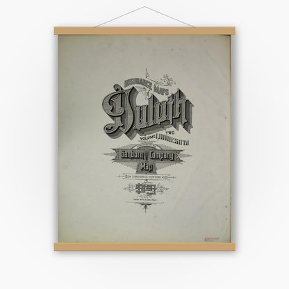Old map wall art mockup — magnetic wood frame on white wall — Sanborn Fire Insurance Map from Duluth, Saint Louis County, Minnesota (1909), Sheet #0001