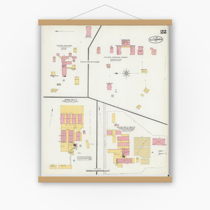 Old map wall art mockup — magnetic wood frame on white wall — Sanborn Fire Insurance Map from Alexandria, Independent Cities, Virginia (1902), Sheet #0022