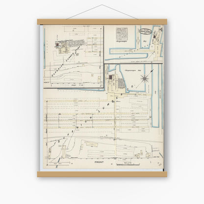 Old map wall art mockup — magnetic wood frame on white wall — Sanborn Fire Insurance Map from Ashland, Ashland County, Wisconsin (1884), Sheet #0004