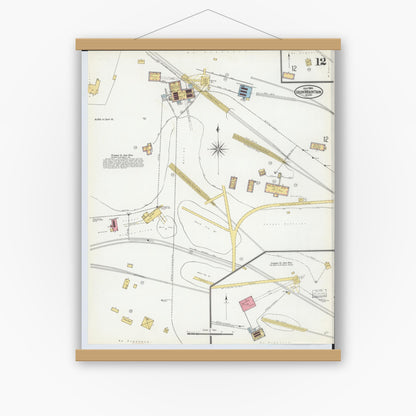 Old map wall art mockup — magnetic wood frame on white wall — Sanborn Fire Insurance Map from Iron Mountain, Dickinson County, Michigan (1904), Sheet #0012
