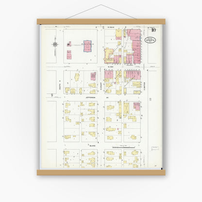 Old map wall art mockup — magnetic wood frame on white wall — Sanborn Fire Insurance Map from Sparta, Monroe County, Wisconsin (1911), Sheet #0010