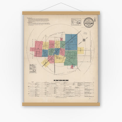 Old map wall art mockup — magnetic wood frame on white wall — Sanborn Fire Insurance Map from Doylestown, Bucks County, Pennsylvania (1922), Sheet #0001