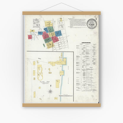 Old map wall art mockup — magnetic wood frame on white wall — Sanborn Fire Insurance Map from Pitman, Gloucester County, New Jersey (1908), Sheet #0001